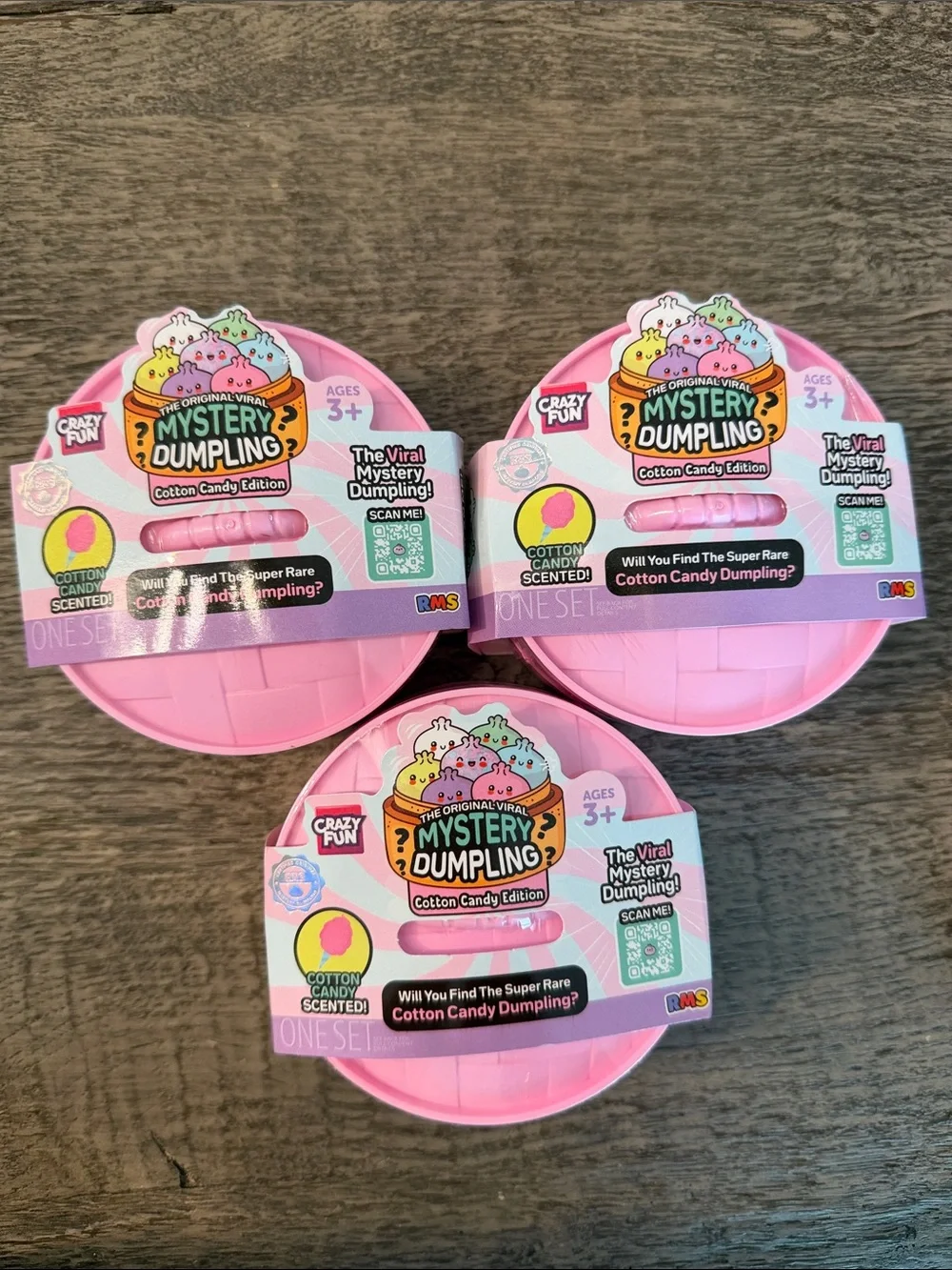 RMS Crazy Fun Cotton Candy Dumpling Bao Bun Squishy Squeezy Bundle Lot Set 3